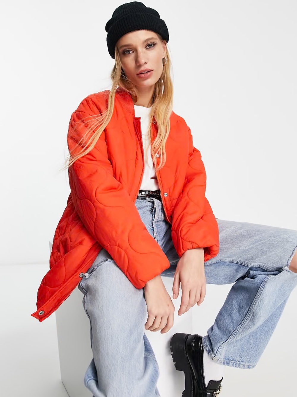 ONLY Quilted Orange Puffer Jacket